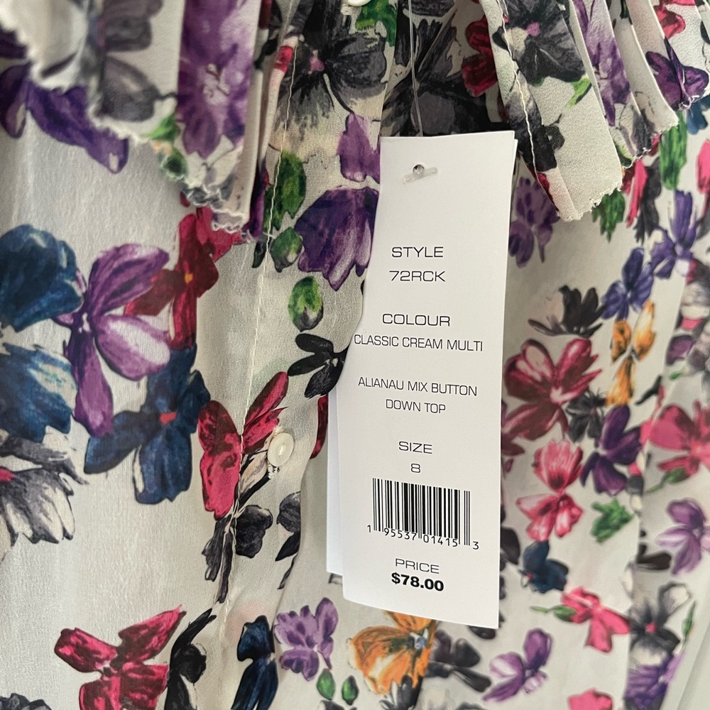 French connection ALIANAU mix button down top, size 8 - Picture 3 of 4